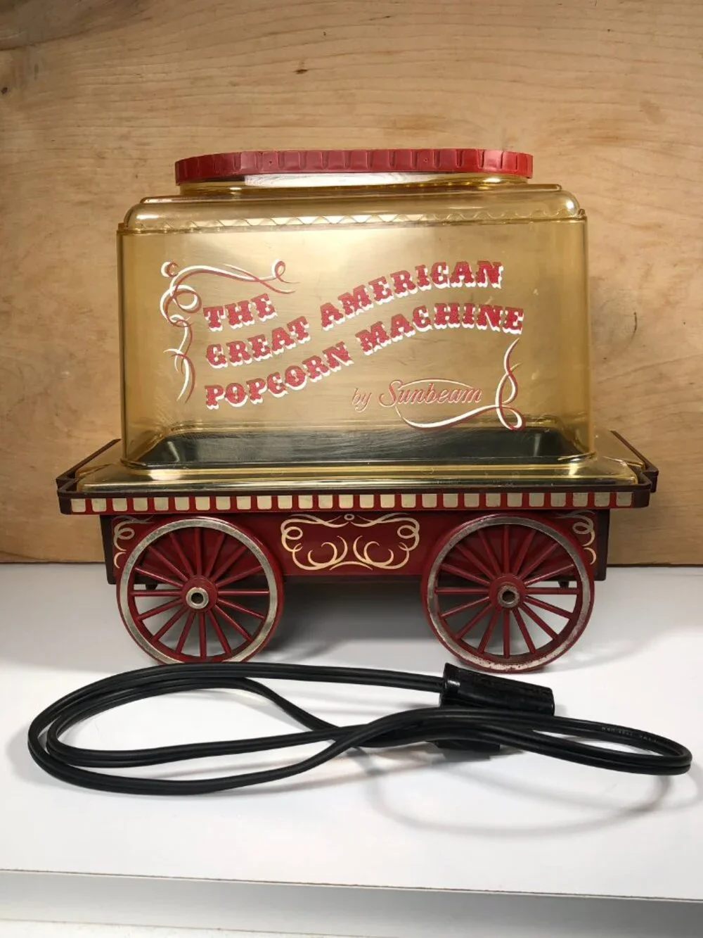 Vintage 1976 Sunbeam Great American Popcorn Machine Wagon Corn Popper #18-90 MCM